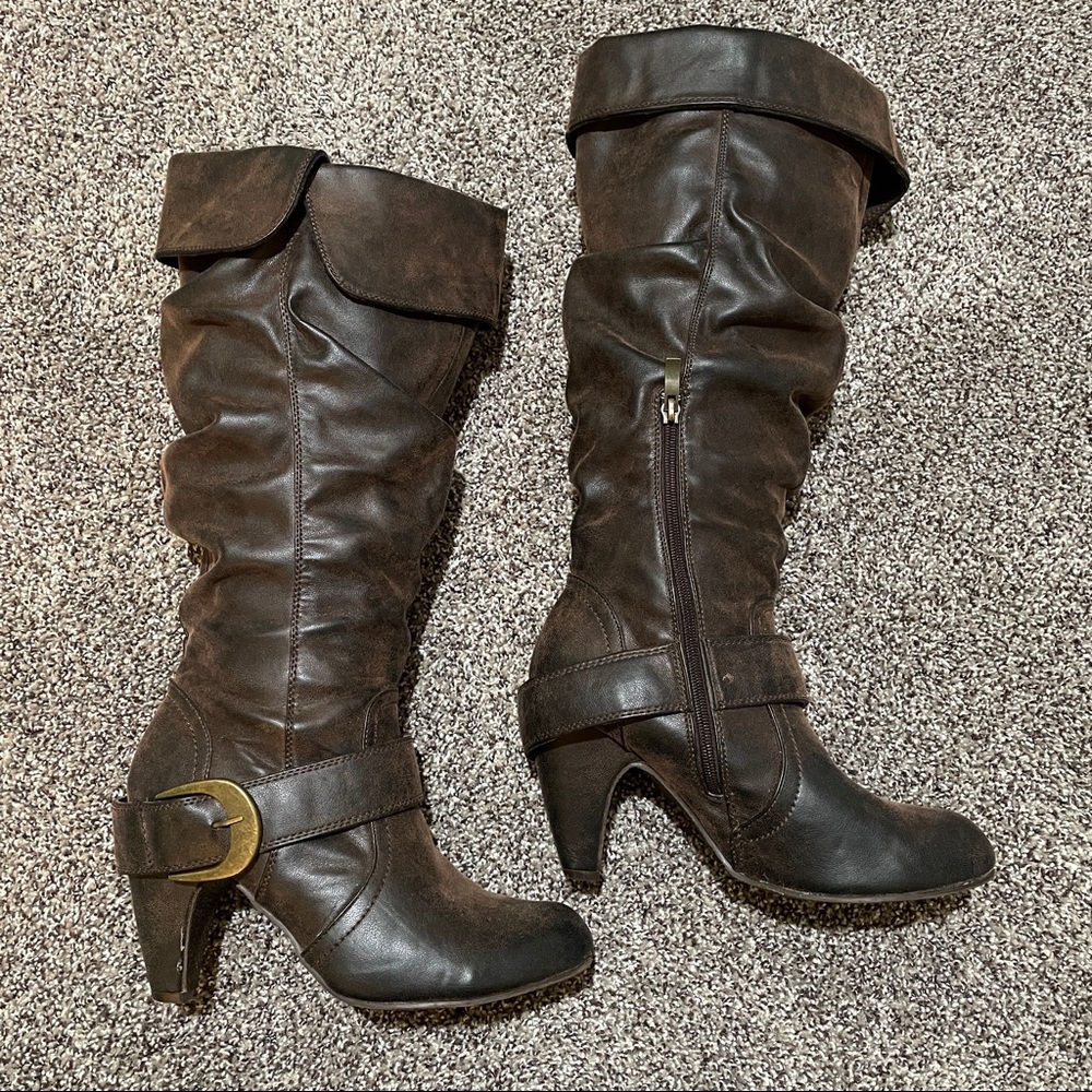 Faux Suede Slouchy Boots size 9